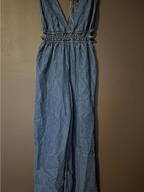 Denim Blue Wide-Leg Jumpsuit
